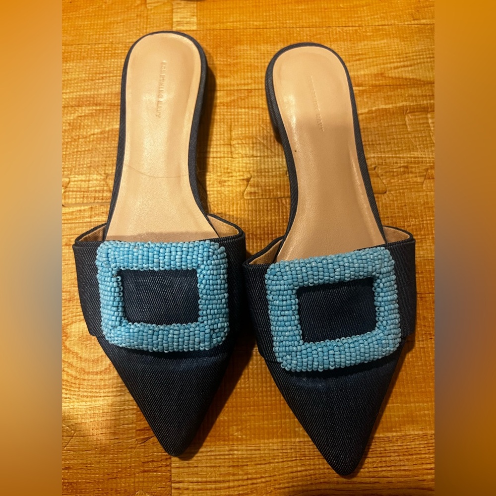Something navy portia buckle mule